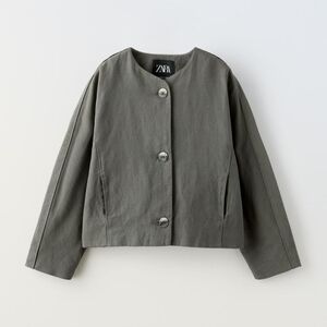 ZARA KIDS BUTTONED LINEN BLEND CARDIGAN